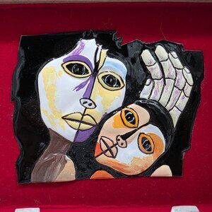 Oswaldo Guayasamin Ecuadorian Artist Mother & Child Enamel on Metal Artwork